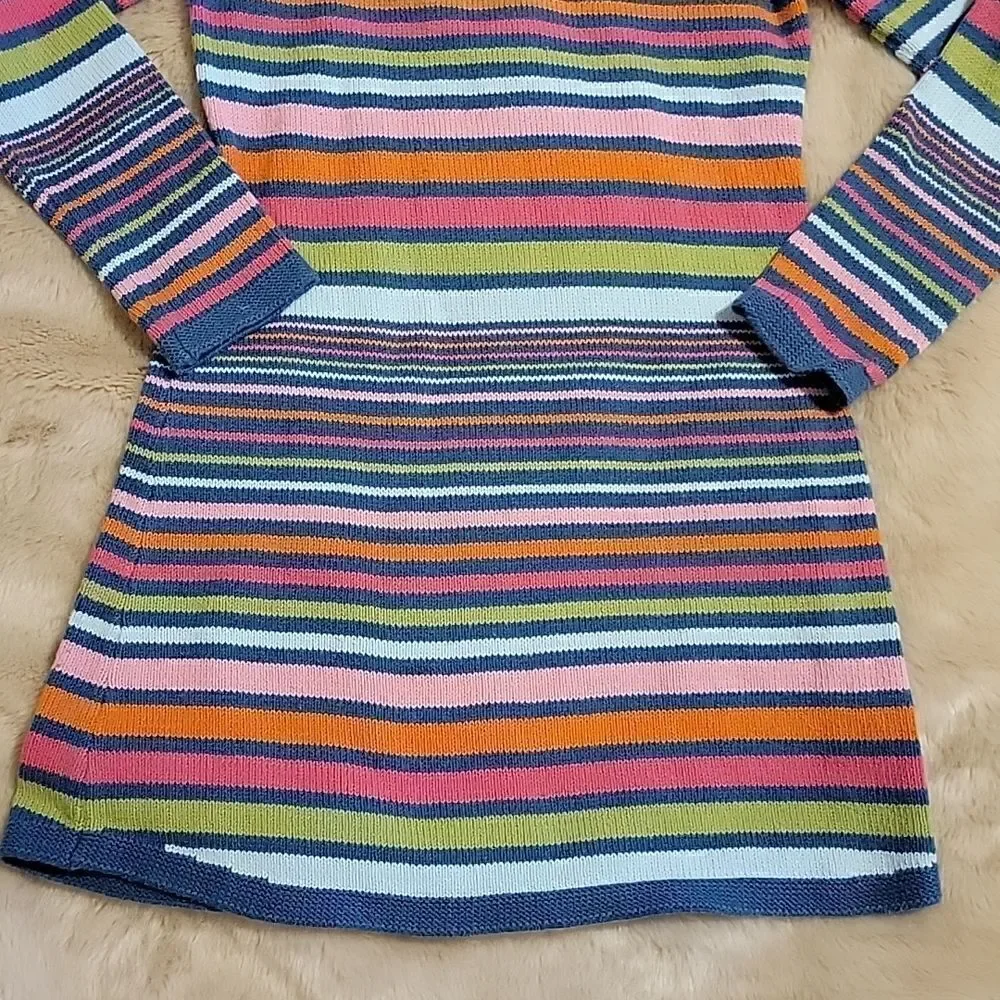 GYMBOREE MULTI-COLOR STRIPED LONG-SLEEVE SWEATER DRESS, SIZE 7
